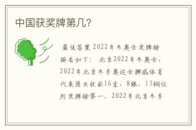 中国获奖牌第几?