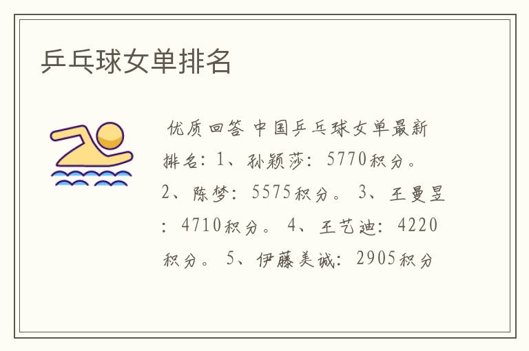 乒乓球女单排名