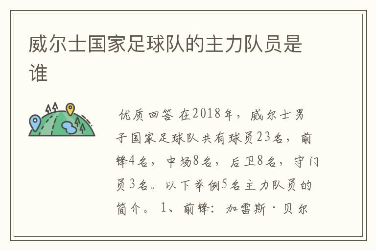 威尔士国家足球队的主力队员是谁