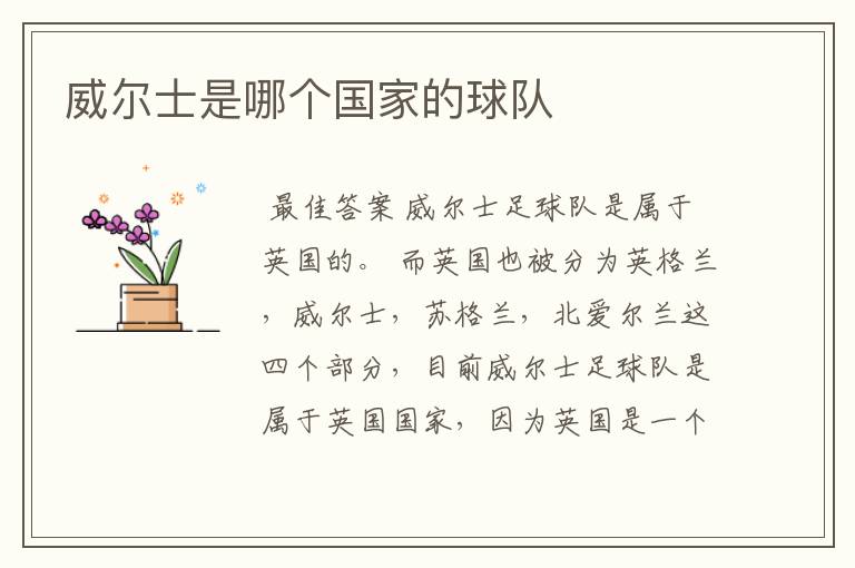威尔士是哪个国家的球队