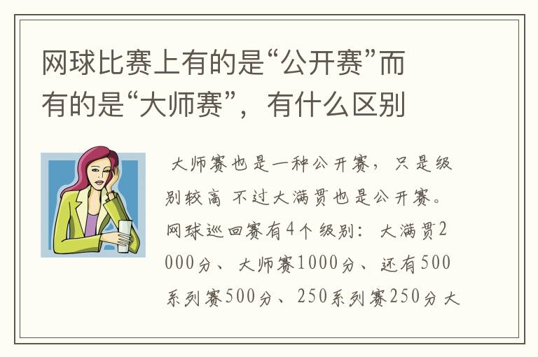 网球比赛上有的是“公开赛”而有的是“大师赛”,有什么区别吗?