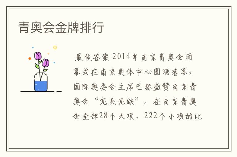 青奥会金牌排行