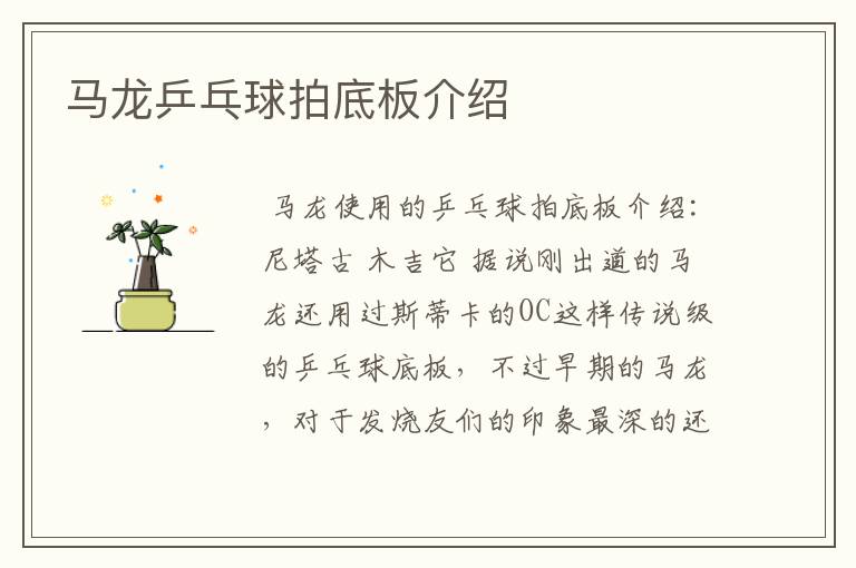 马龙乒乓球拍底板介绍