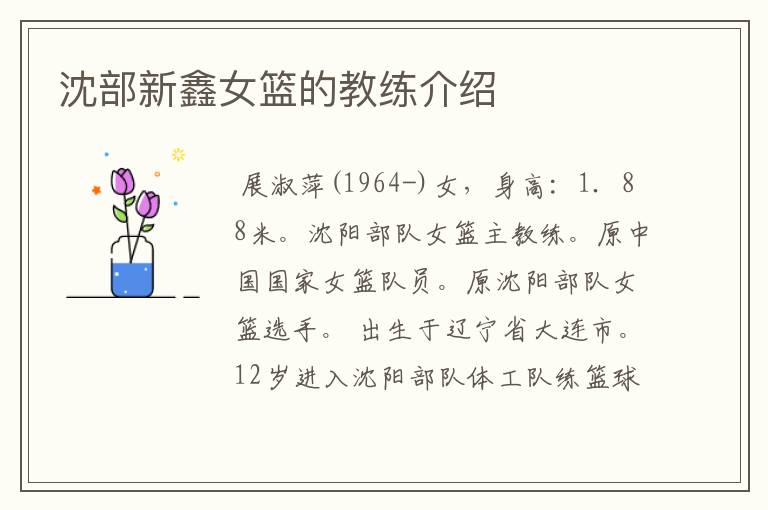 沈部新鑫女篮的教练介绍