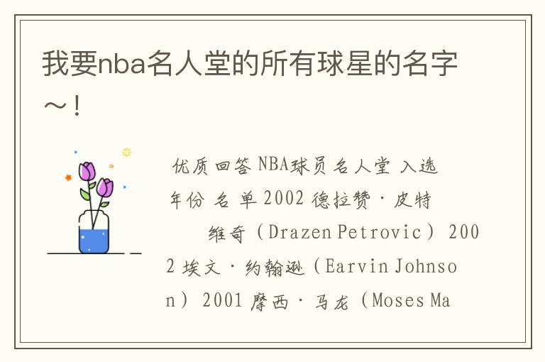 我要nba名人堂的所有球星的名字~!