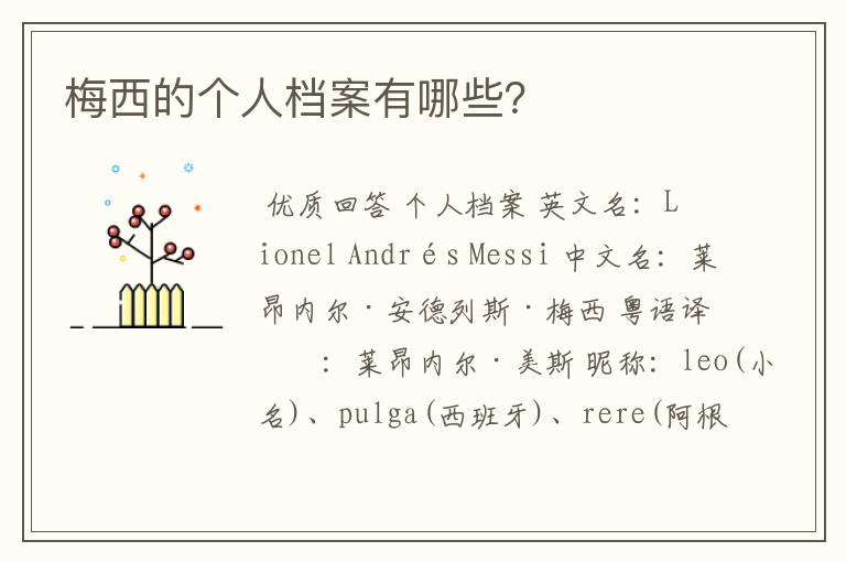 梅西的个人档案有哪些?