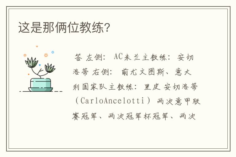 这是那俩位教练?