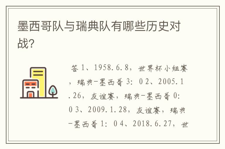 墨西哥队与瑞典队有哪些历史对战?