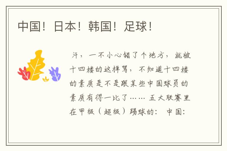 中国!日本!韩国!足球!