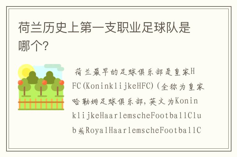 荷兰历史上第一支职业足球队是哪个?