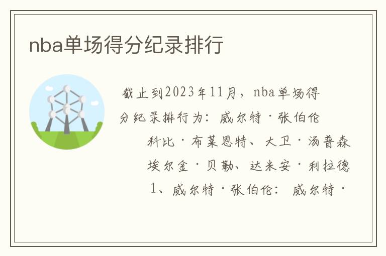 nba单场得分纪录排行