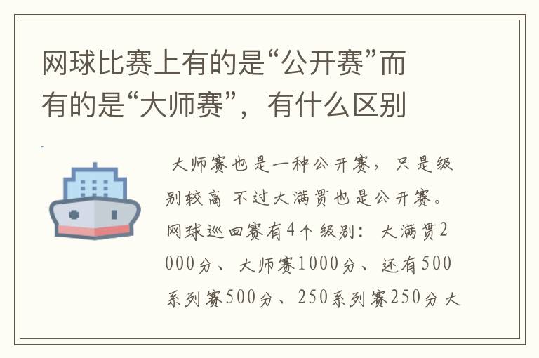 网球比赛上有的是“公开赛”而有的是“大师赛”,有什么区别吗?