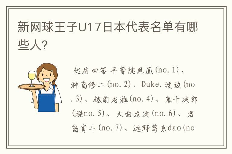 新网球王子U17日本代表名单有哪些人?