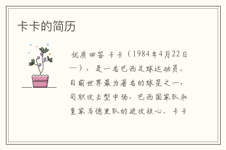 卡卡的简历