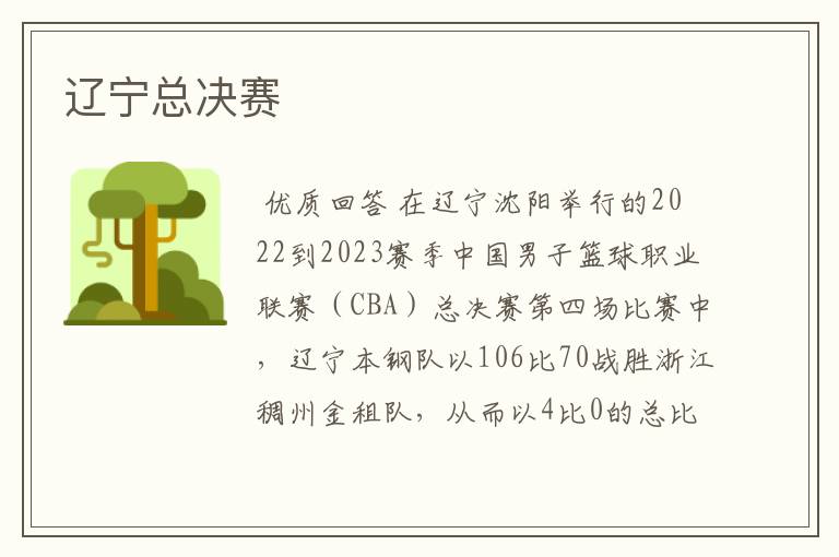 辽宁总决赛