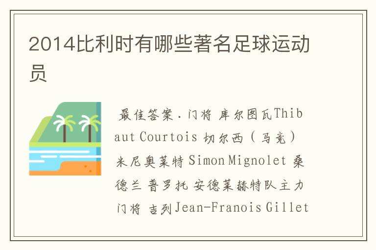 2014比利时有哪些著名足球运动员