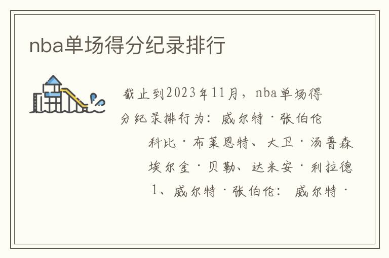 nba单场得分纪录排行