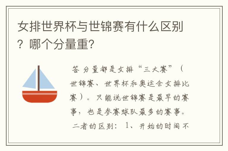 女排世界杯与世锦赛有什么区别?哪个分量重?