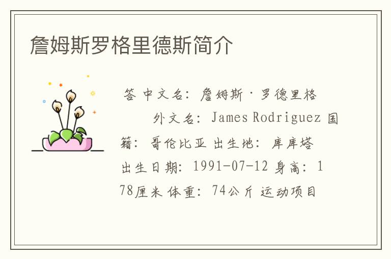 詹姆斯罗格里德斯简介
