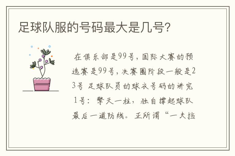 足球队服的号码最大是几号?