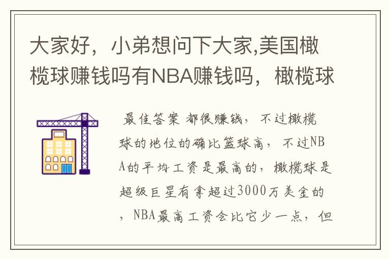 大家好,小弟想问下大家,美国橄榄球赚钱吗有NBA赚钱吗,橄榄球超级巨星和NBA超级巨星比谁赚的多。