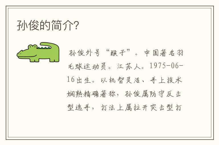 孙俊的简介?