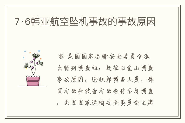 7·6韩亚航空坠机事故的事故原因
