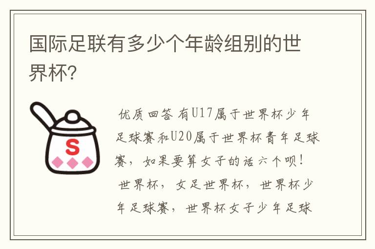 国际足联有多少个年龄组别的世界杯？
