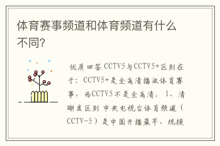 体育赛事频道和体育频道有什么不同?