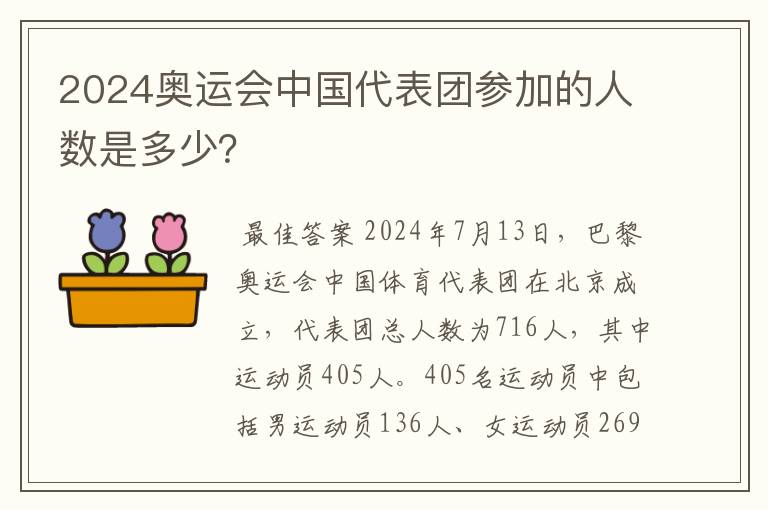 2024奥运会中国代表团参加的人数是多少?