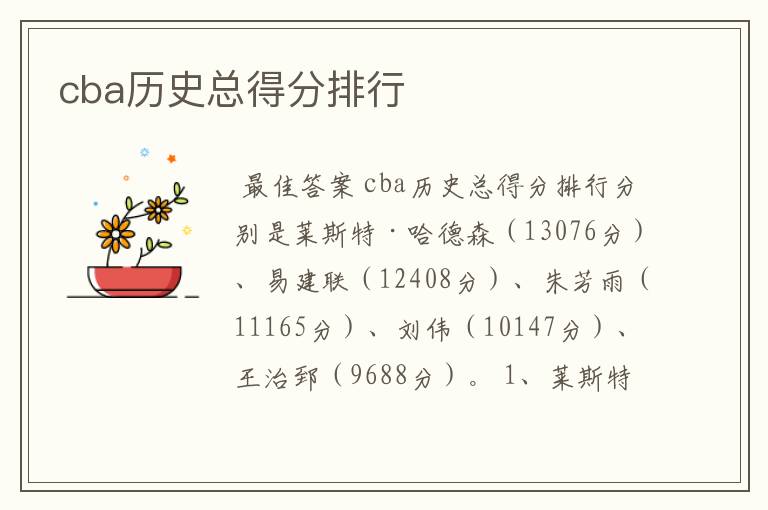 cba历史总得分排行