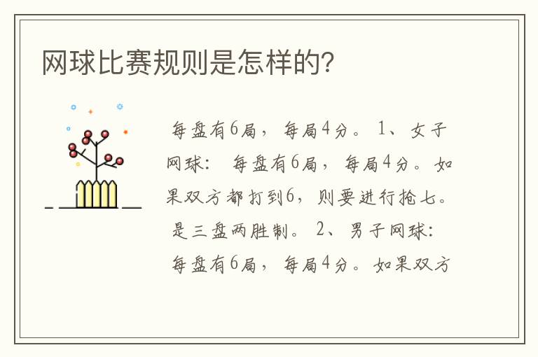 网球比赛规则是怎样的?