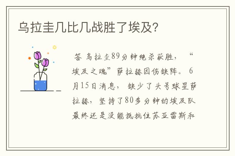 乌拉圭几比几战胜了埃及?