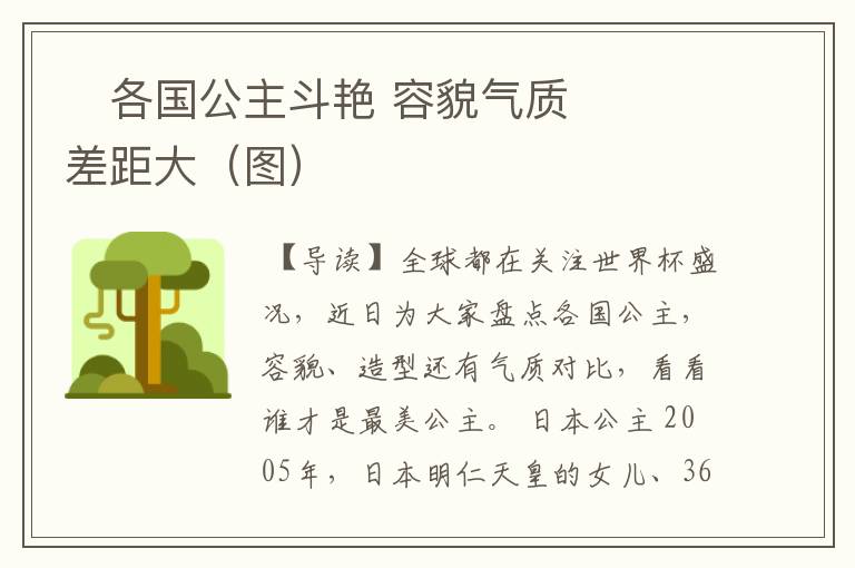各国公主斗艳 容貌气质差距大(图)