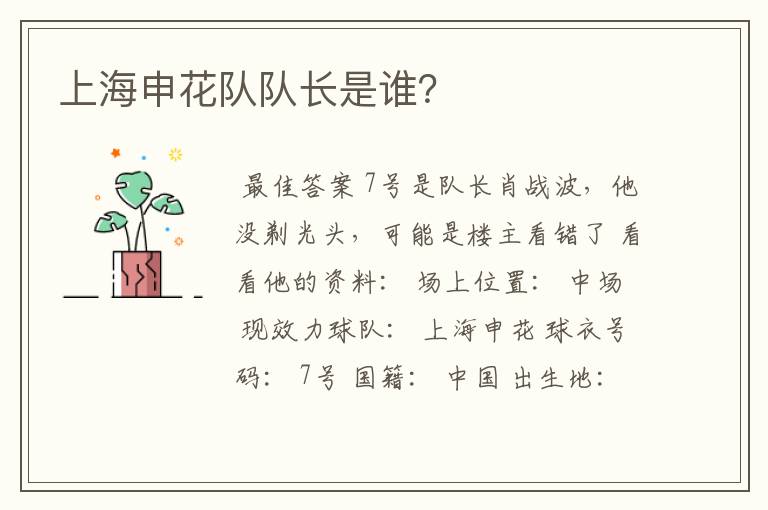 上海申花队队长是谁?