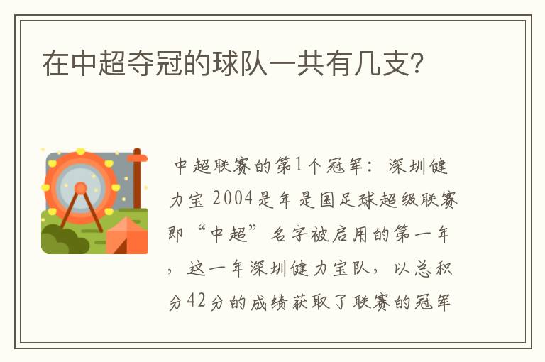 在中超夺冠的球队一共有几支?