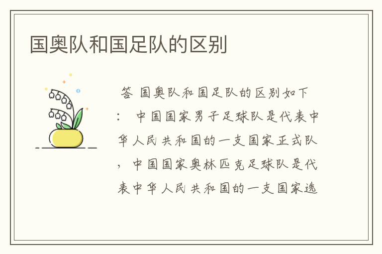 国奥队和国足队的区别