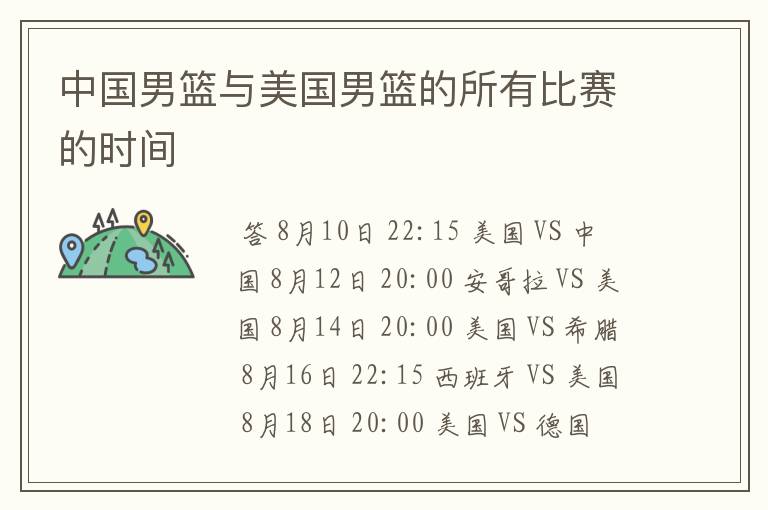 中国男篮与美国男篮的所有比赛的时间
