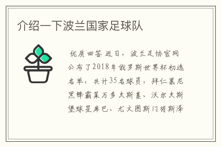 介绍一下波兰国家足球队