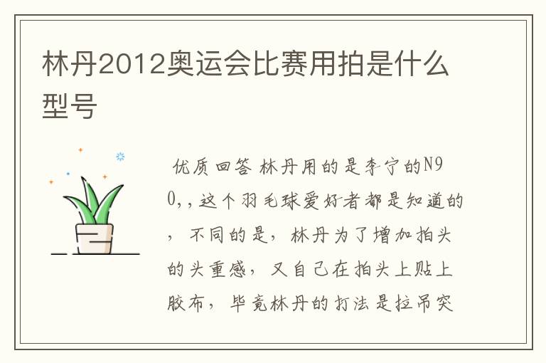 林丹2012奥运会比赛用拍是什么型号