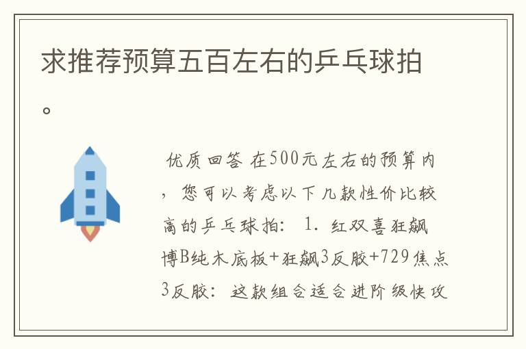 求推荐预算五百左右的乒乓球拍。