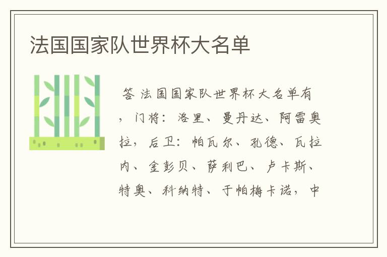 法国国家队世界杯大名单