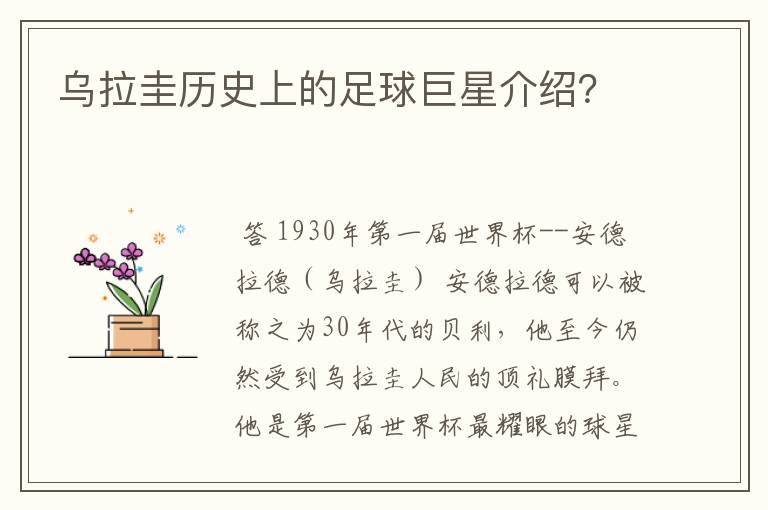 乌拉圭历史上的足球巨星介绍?