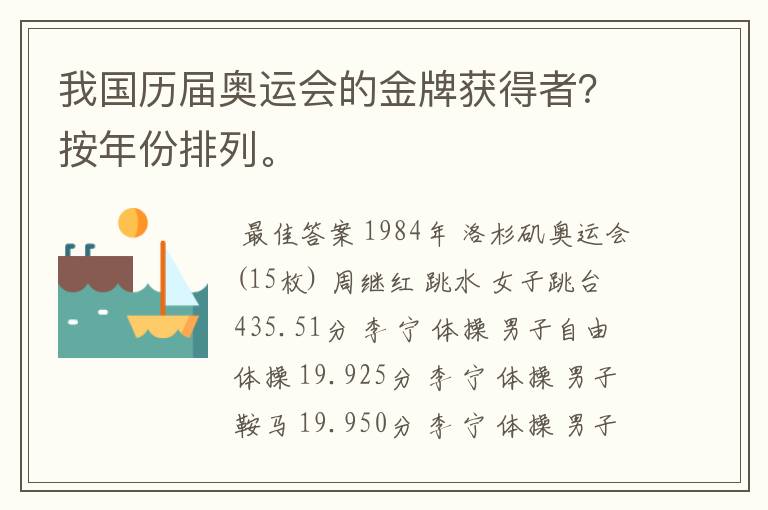 我国历届奥运会的金牌获得者?按年份排列。