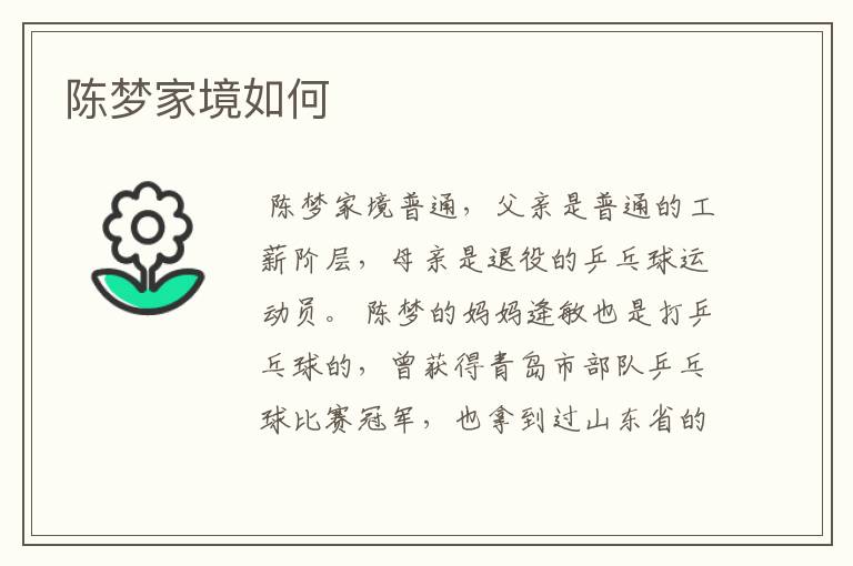 陈梦家境如何