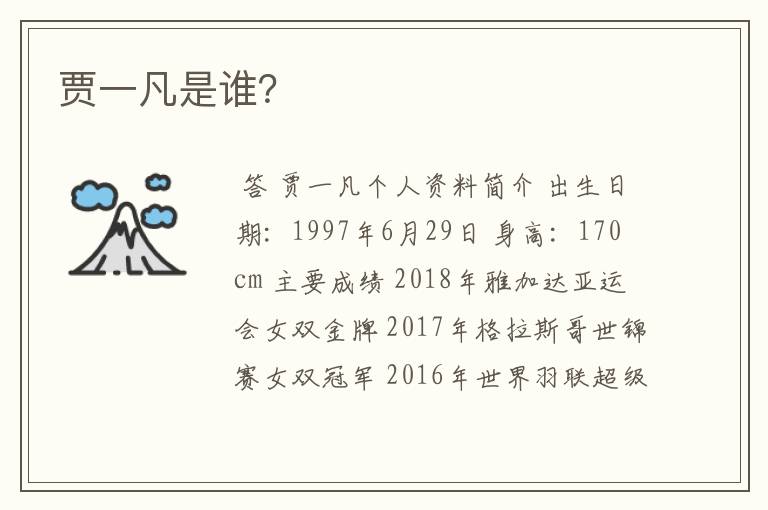 贾一凡是谁?