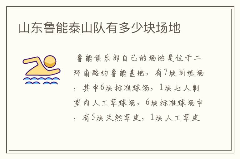 山东鲁能泰山队有多少块场地