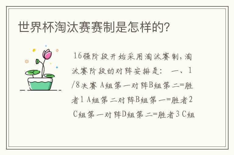世界杯淘汰赛赛制是怎样的?