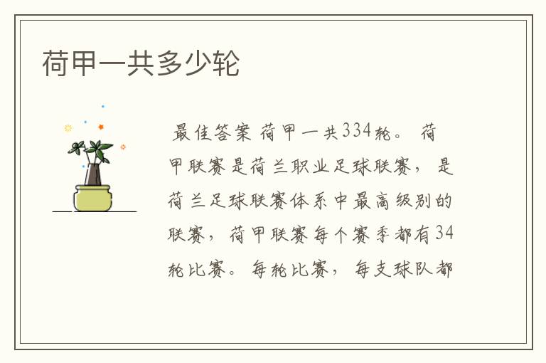 荷甲一共多少轮
