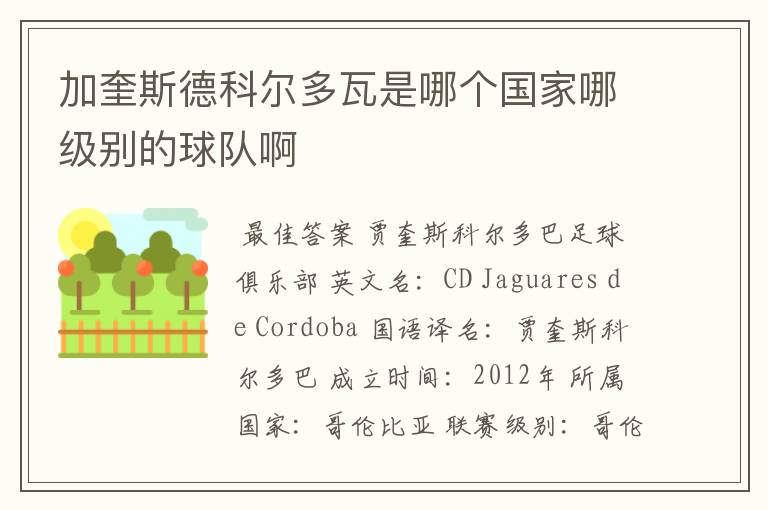 加奎斯德科尔多瓦是哪个国家哪级别的球队啊